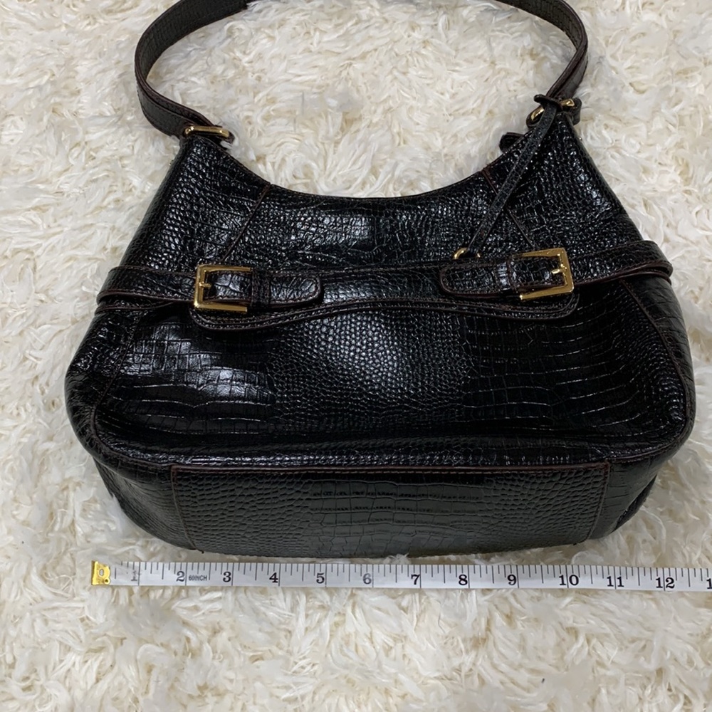 VINTAGE ETIENNE AIGNER EMBOSSED GENUINE LEATHER HOBO STYLE BAG - Picture 12 of 13